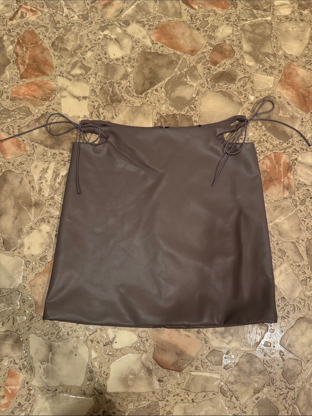 Women’s Faux Leather Mini Skirt With Cut Outs